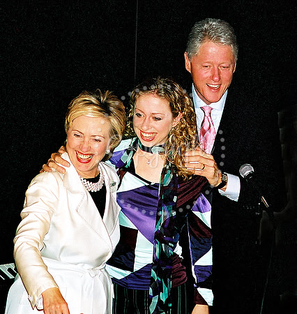 Hillary, Chelsea and Bill Clinton - 2004 Democratic National Convention Event, Boston